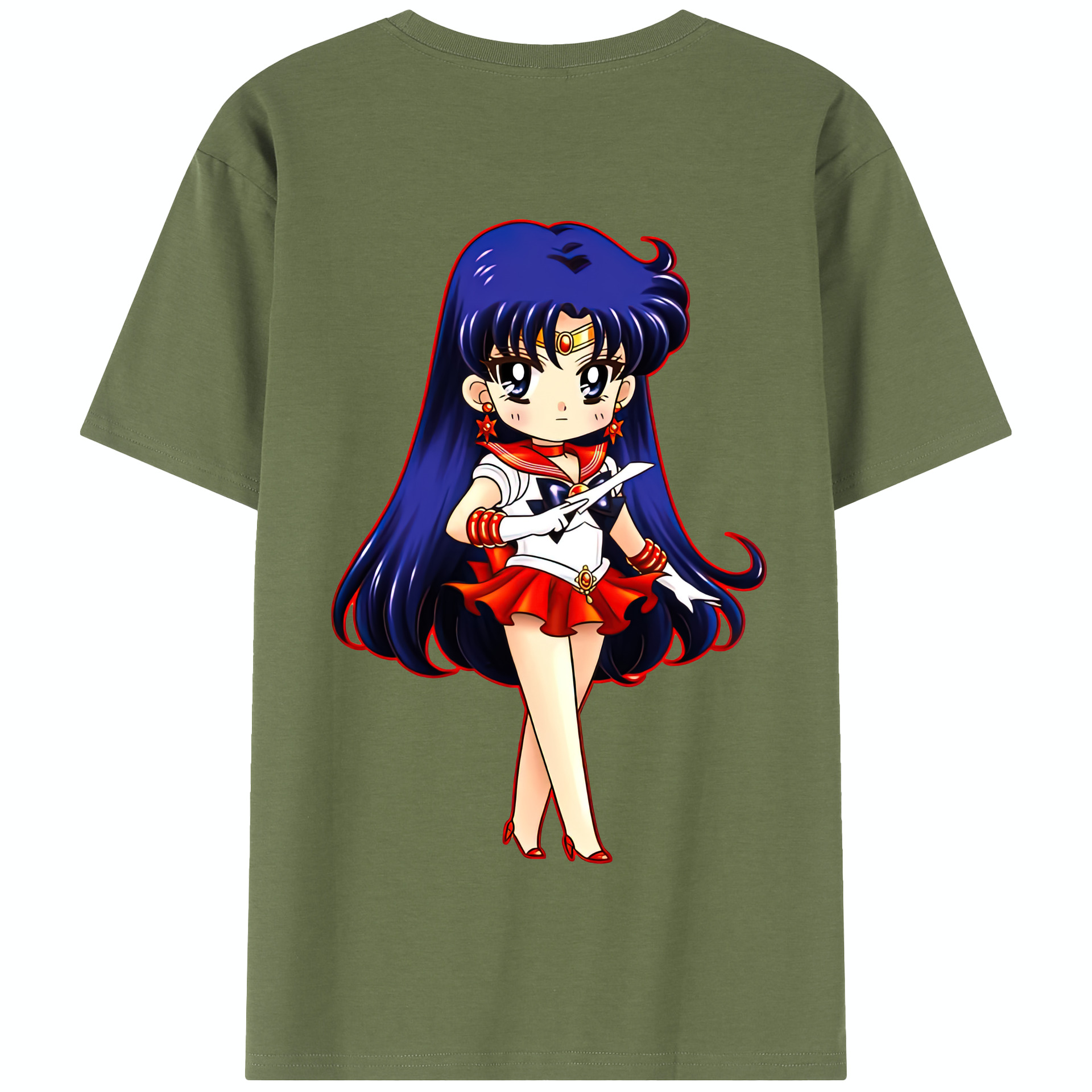 （画像用） 美少女戦士セーラームーン 火野レイ ひの レイ Sailor Moon Hino Rei （セーラーマーズ,Sailor Mars） 綿100％半袖Tシャツ（背面プリント）